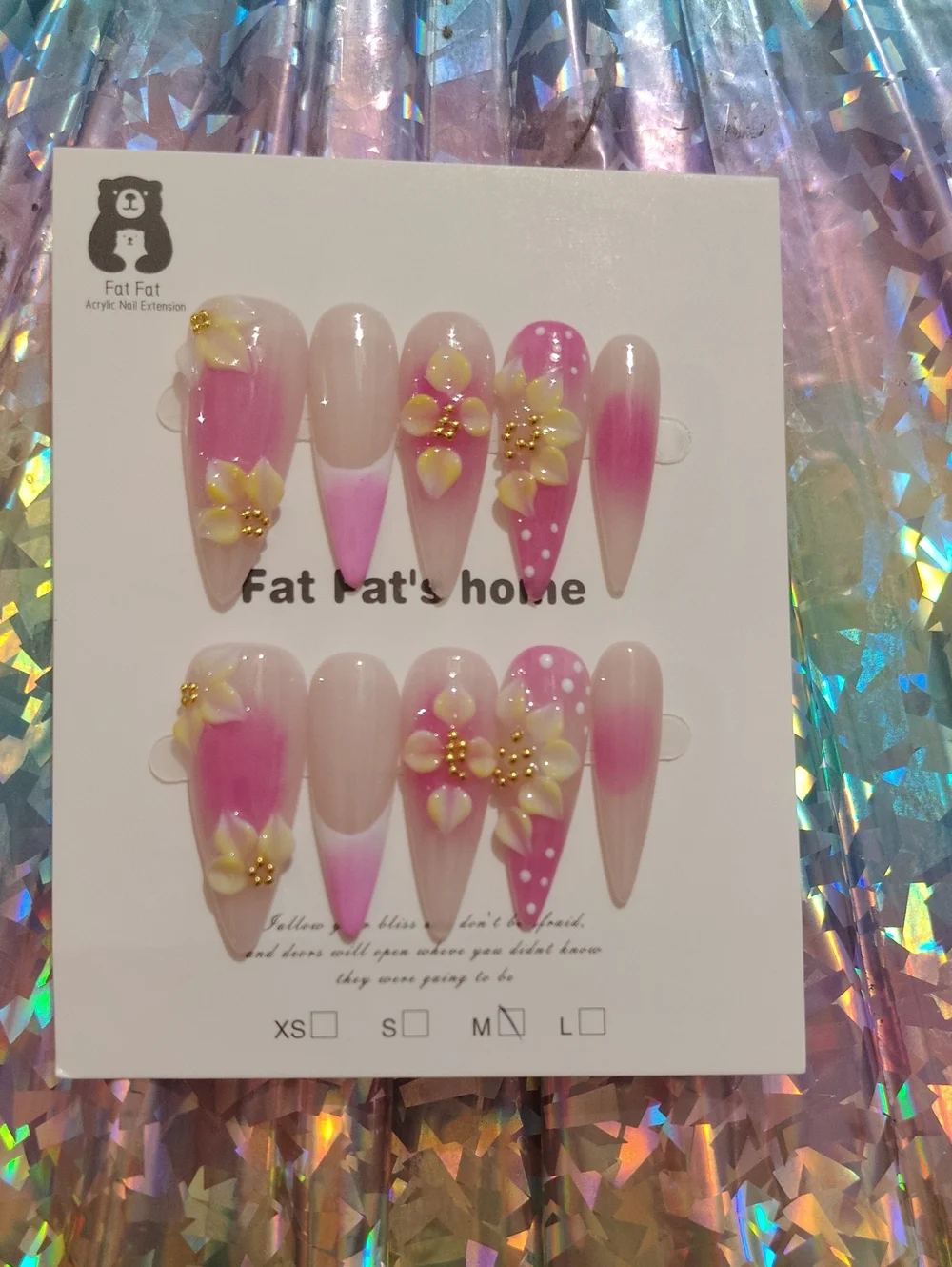 Pink Floral Press-On Nail Set